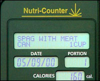 NutriCounter come preprogrammed with food information
